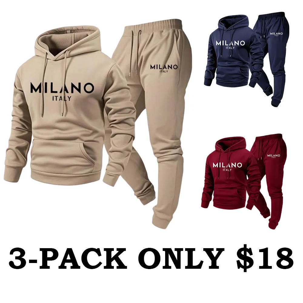 Men's Milano Printed Hoodie and Drawstring Sweatpants Set