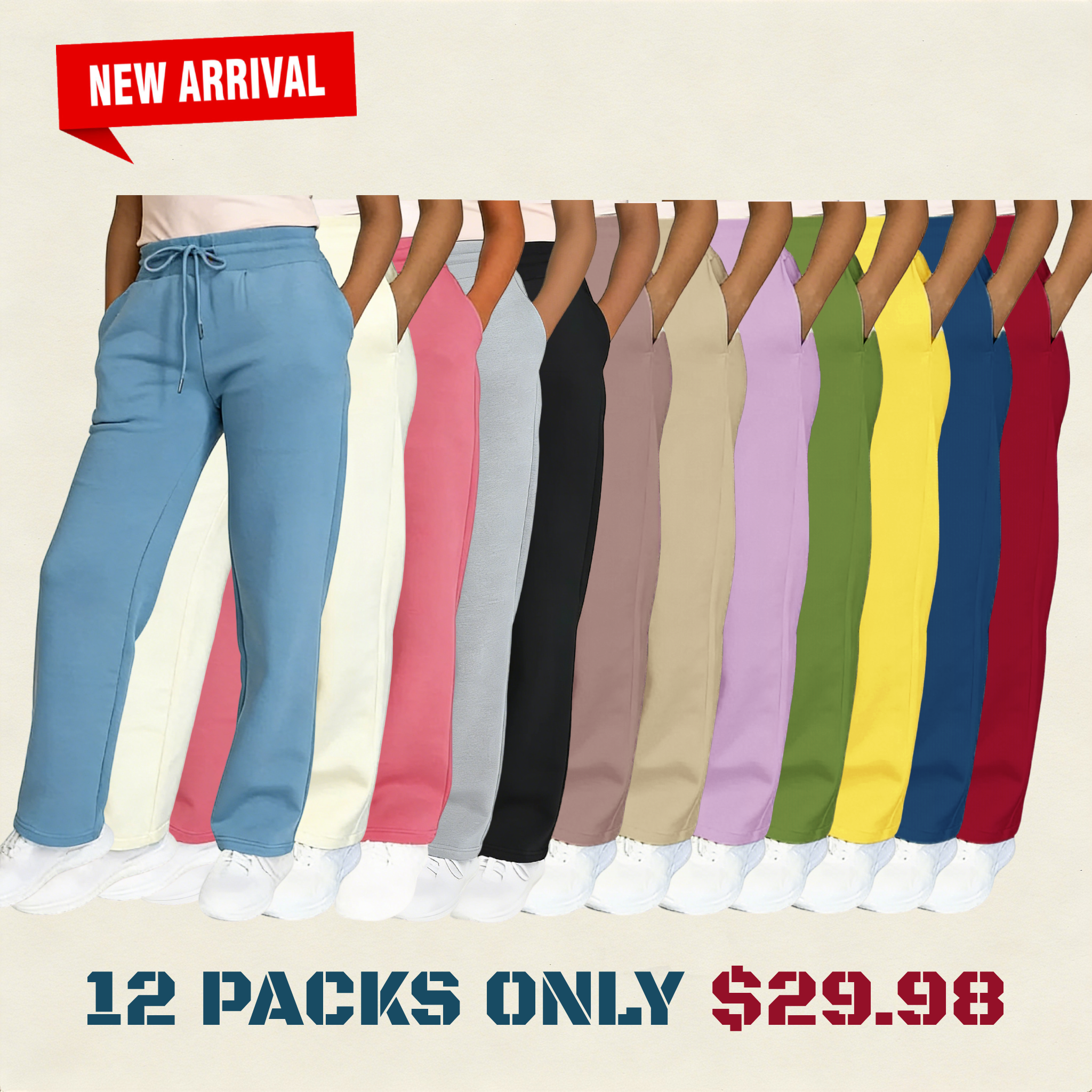 ⚡FINAL SALE⚡- Women's Multi Pack Heavyweight Wide Leg Loose-Fit Fleece Sweatpants