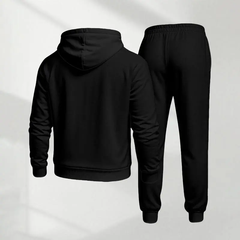 Blessed Cross Letter Print Hoodie & Drawstring Sweatpants Set