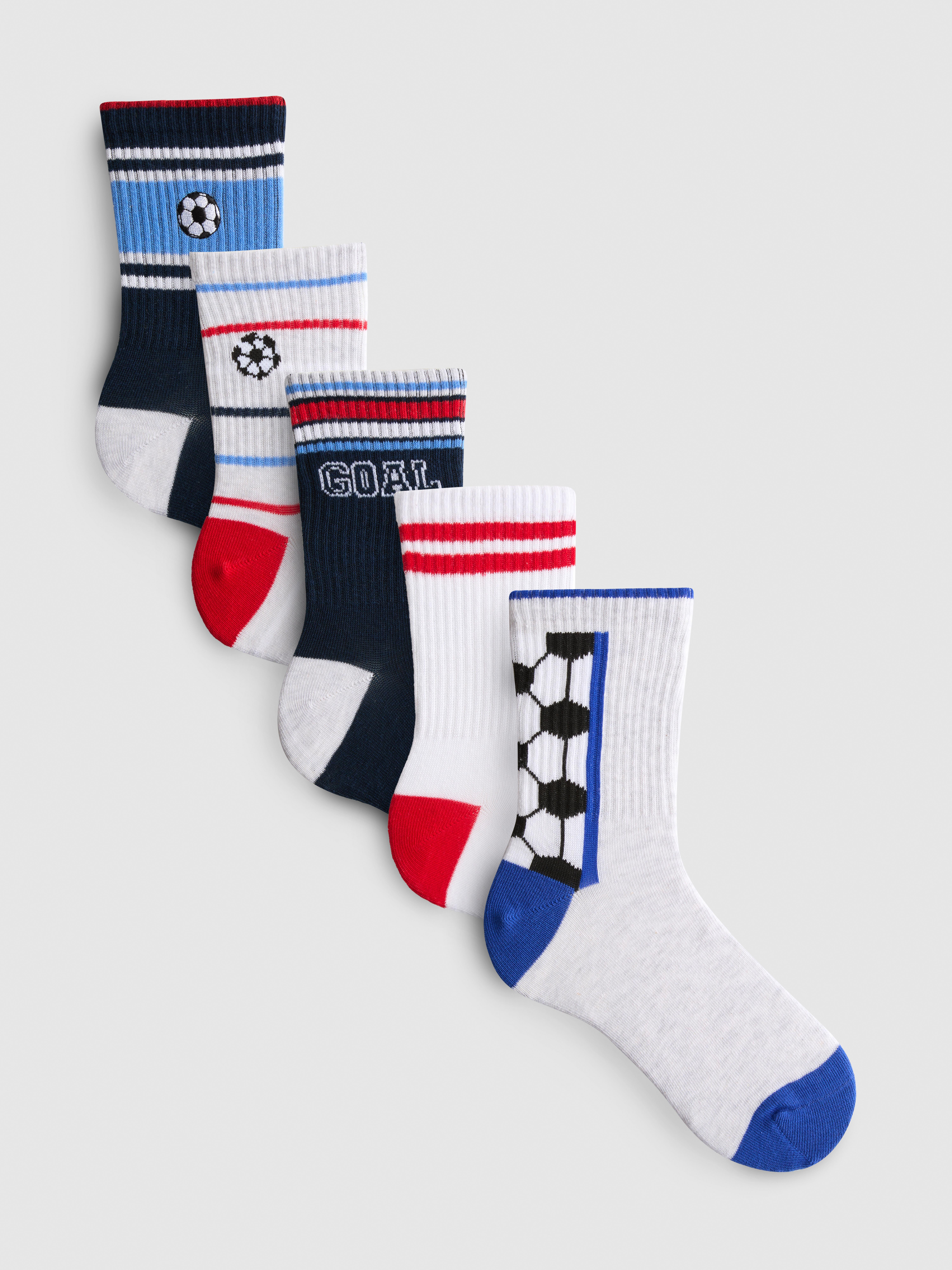 5pk Cotton Rich Football Graphic Ankle Socks