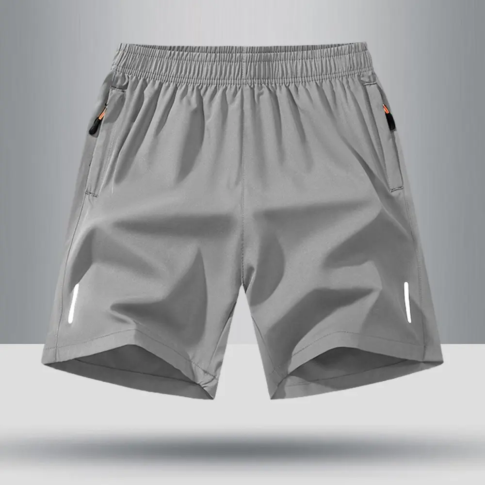 Men's Solid Color Zipper Pocket Shorts