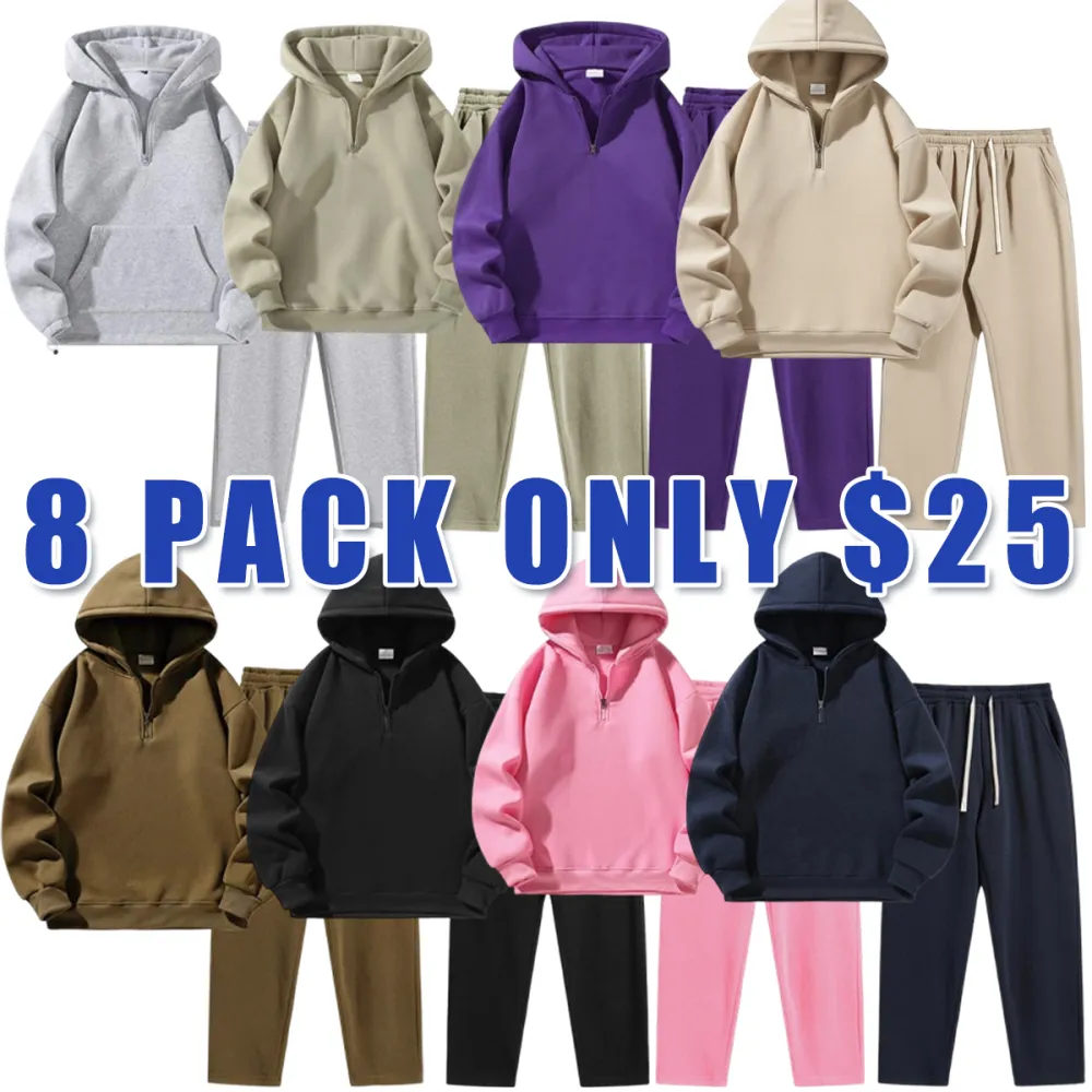 Men's Plain Two-piece Sweatsuit Set