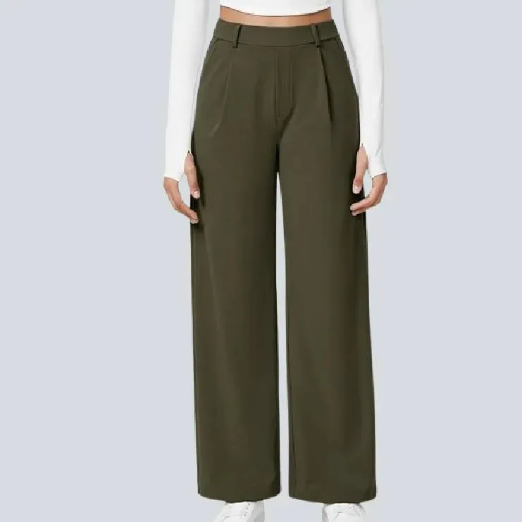 ⏰Big Spring Sale!High Waisted Side Pocket Straight Leg Work Pants