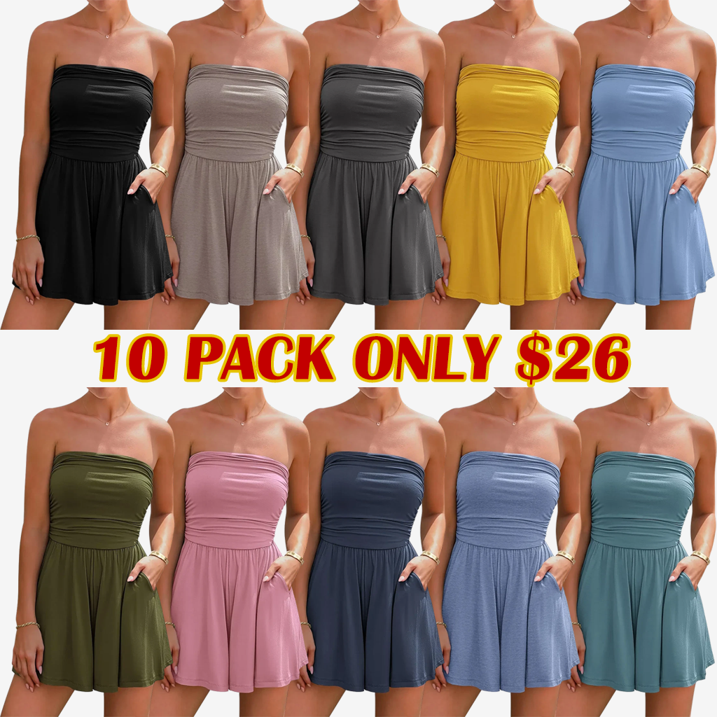 Summer Womens Romper 2026 Spring Strapless Tube With Pockets