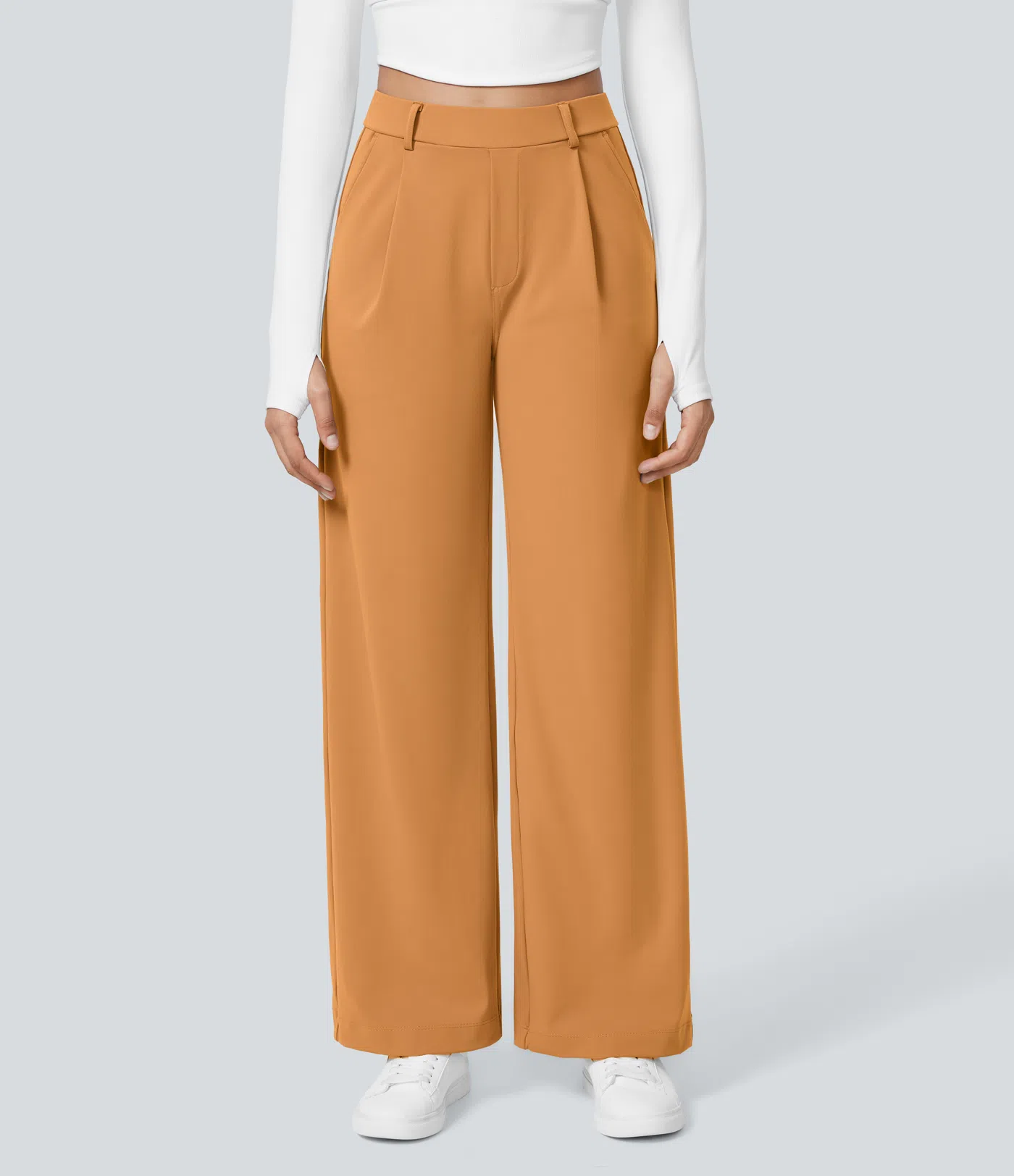 ⏰Big Spring Sale!High Waisted Side Pocket Straight Leg Work Pants