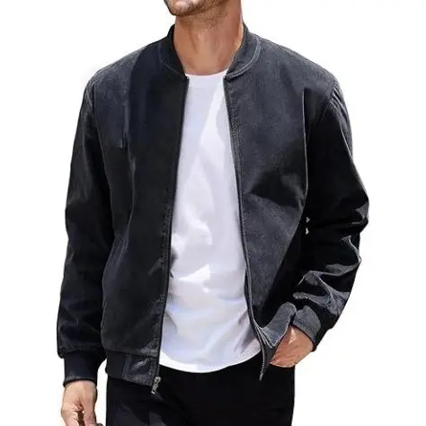 Men’s Classic Thin Casual Jacket: Stretchy Faux Suede (Lightweight, Retro, Soft)