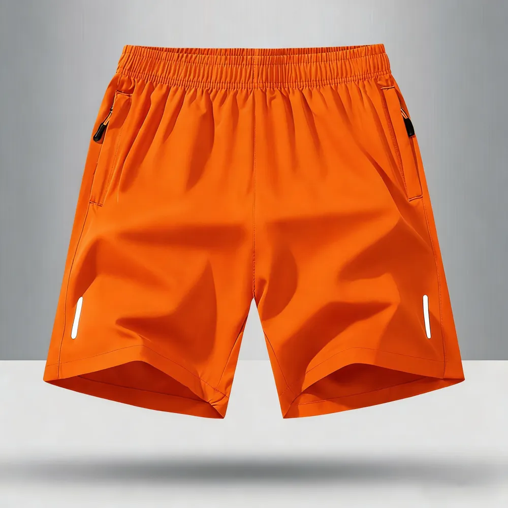 Men's Solid Color Zipper Pocket Shorts