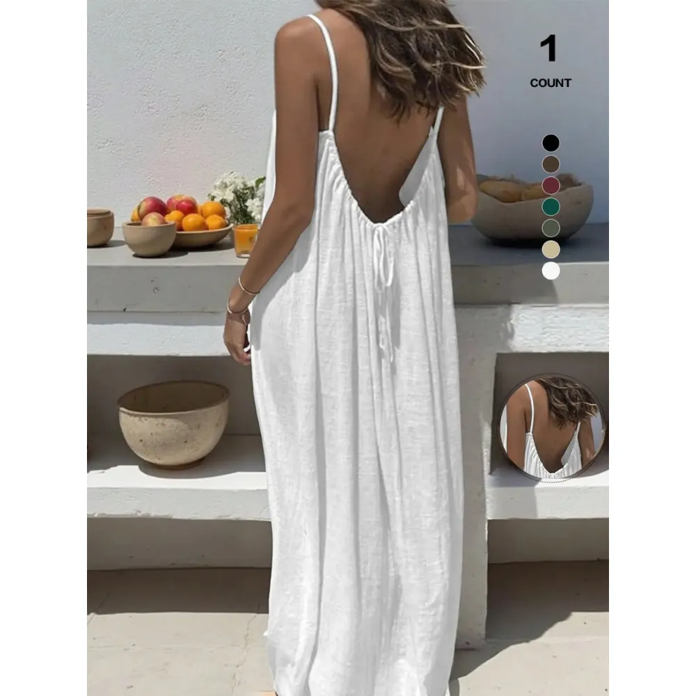 Lady's summer halter-neck backless dress