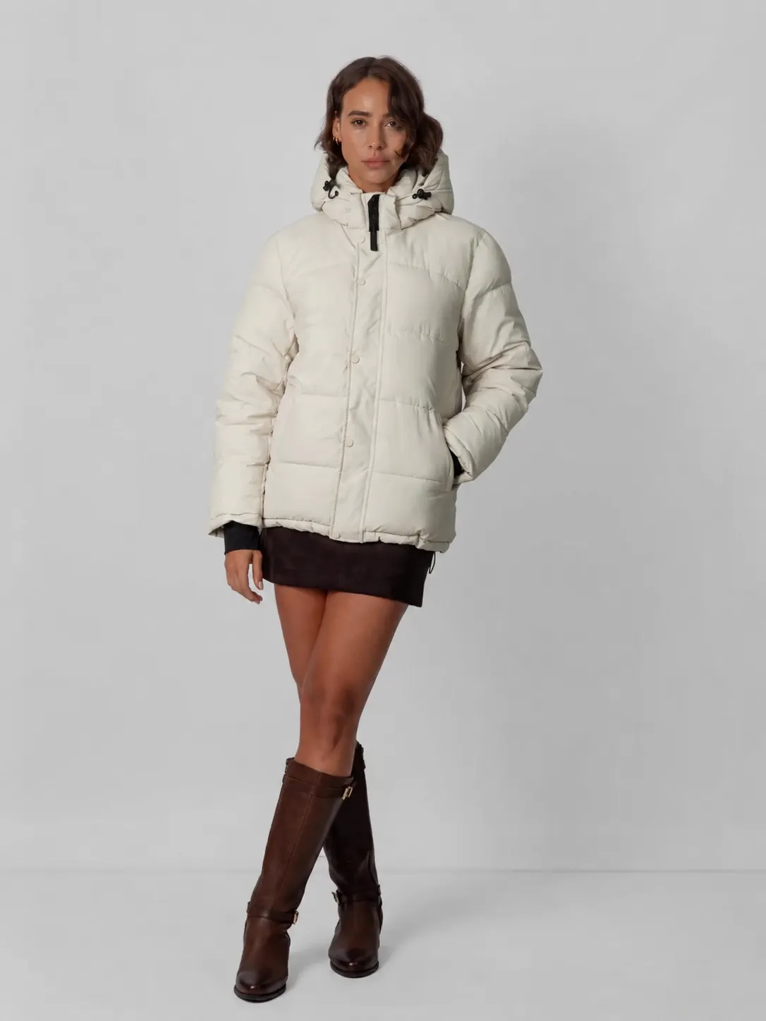 Detachable Hooded Regular Length Puffer Jacket