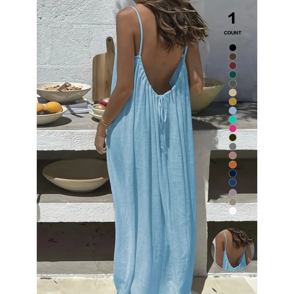 Lady's summer halter-neck backless dress