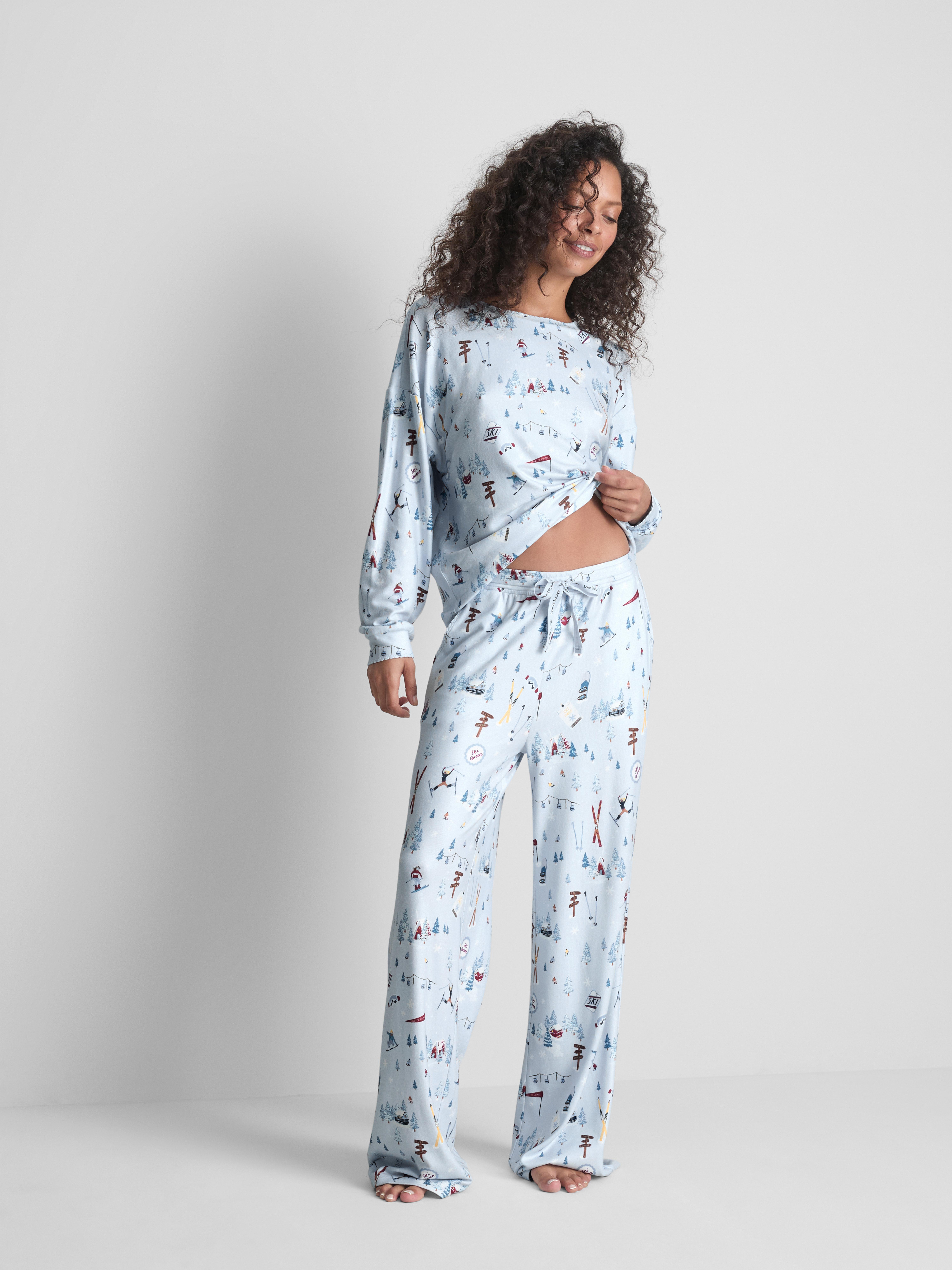 Love To Lounge Cozy Ski Print Pajama Bottoms