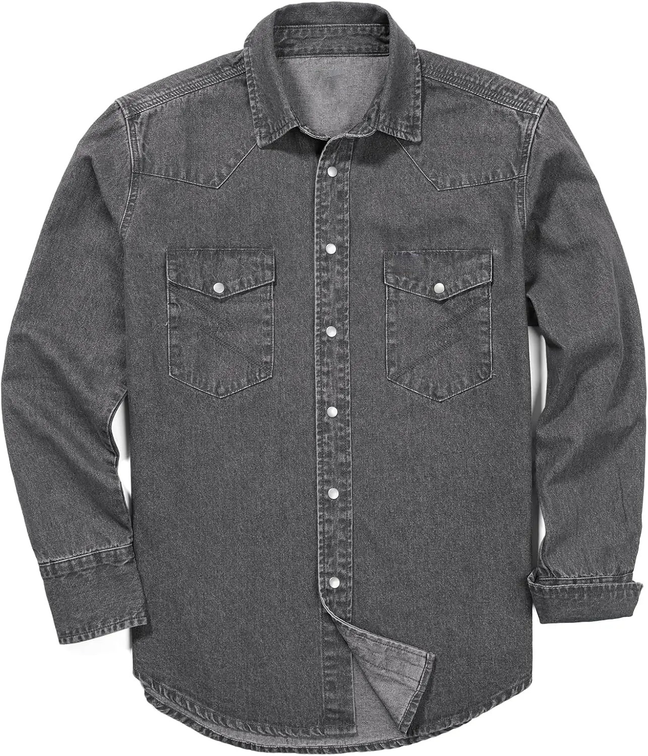 ✨Hot Sale✨Men's Long Sleeve Stone-Washed and Pre-Washed Denim Work Shirt