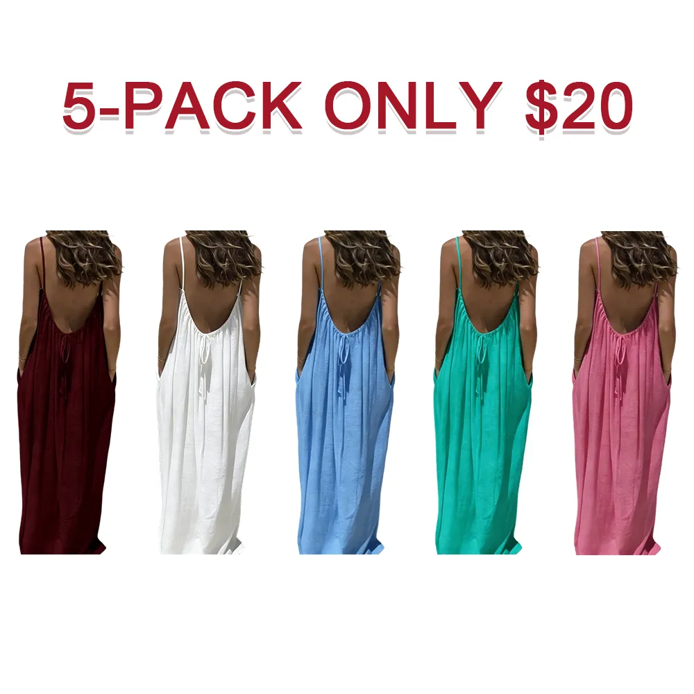 Women's Solid Backless Cami Dress