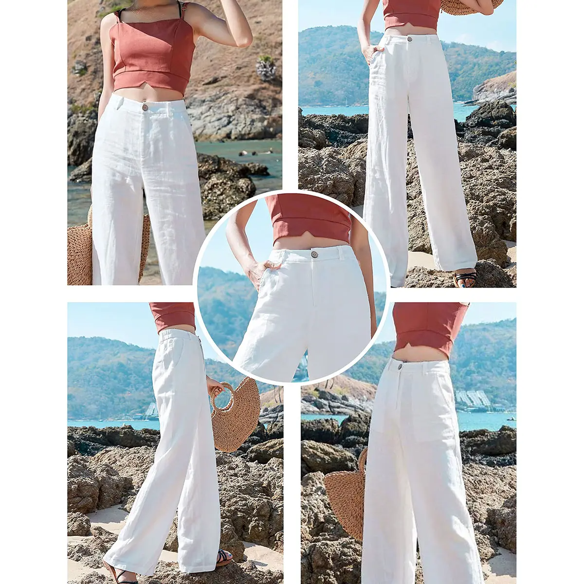 ⚡LAST 2 DAYS⚡- Women’s Casual High Waist Linen Wide Leg Trousers