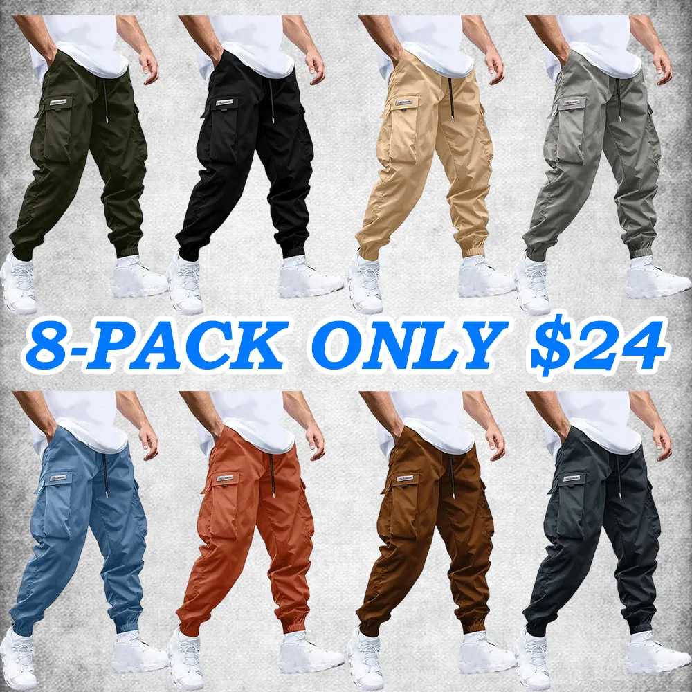 Men's Baggy Solid Color Drawstring Casual Cargo Pants