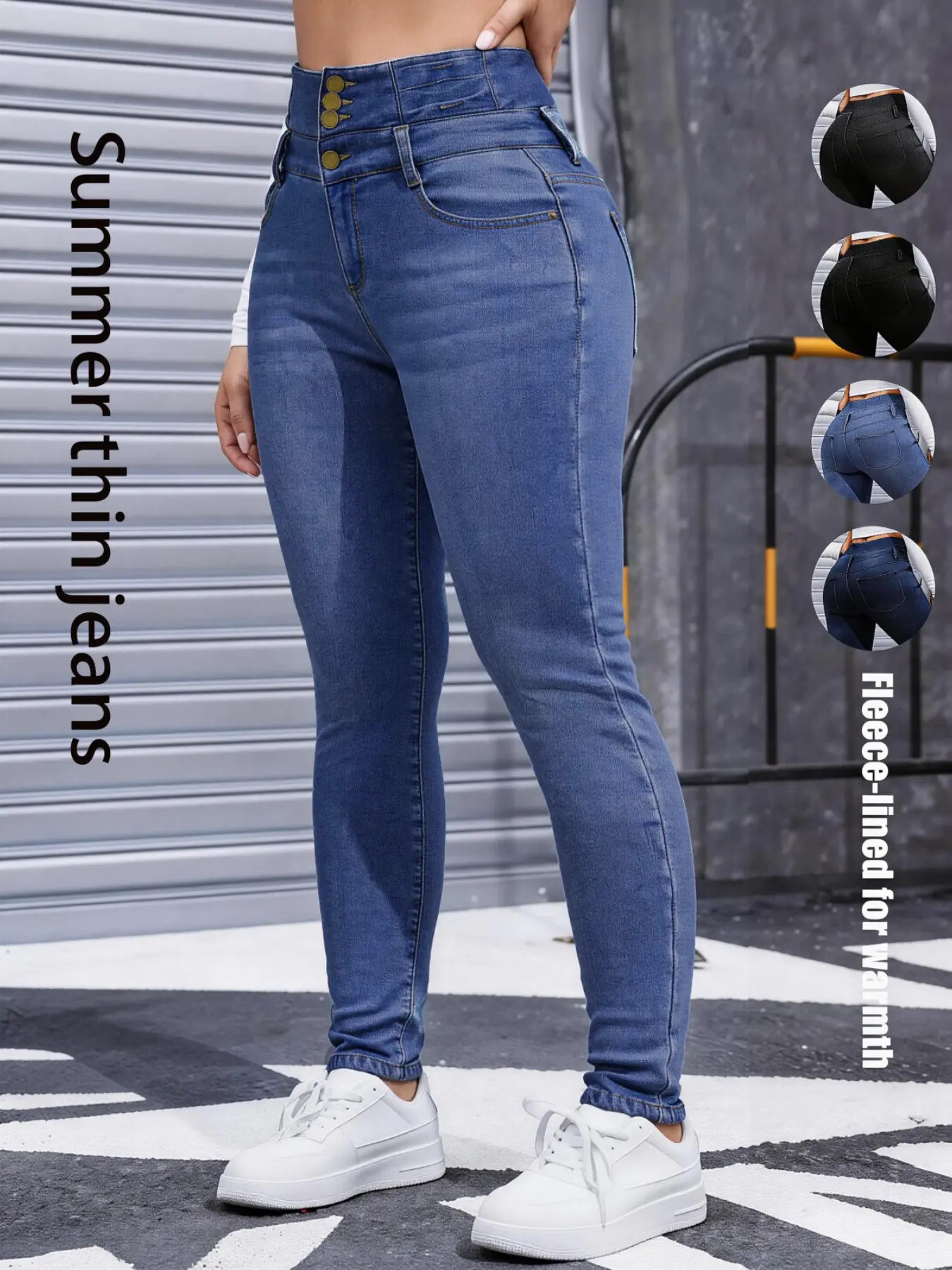 Women's High-Stretch Slim Fitted Winter Jeans