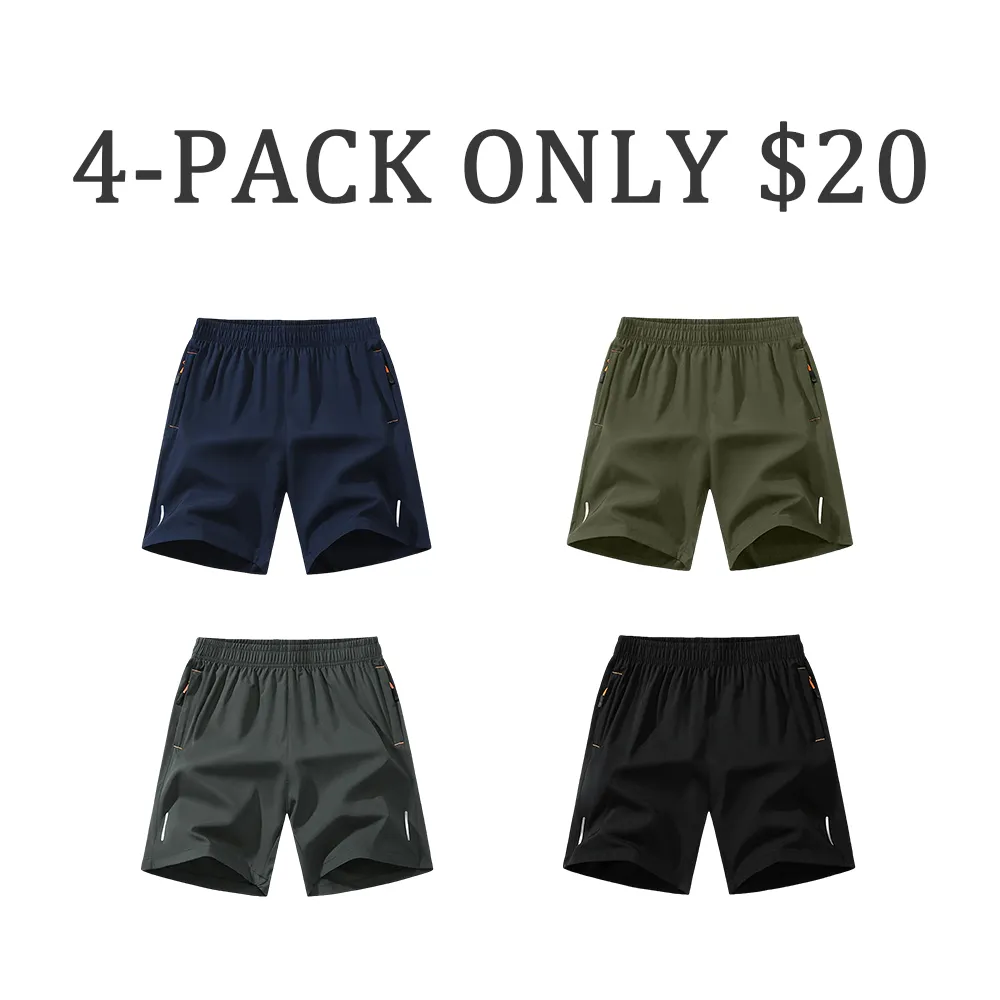 Men's Solid Color Zipper Pocket Shorts