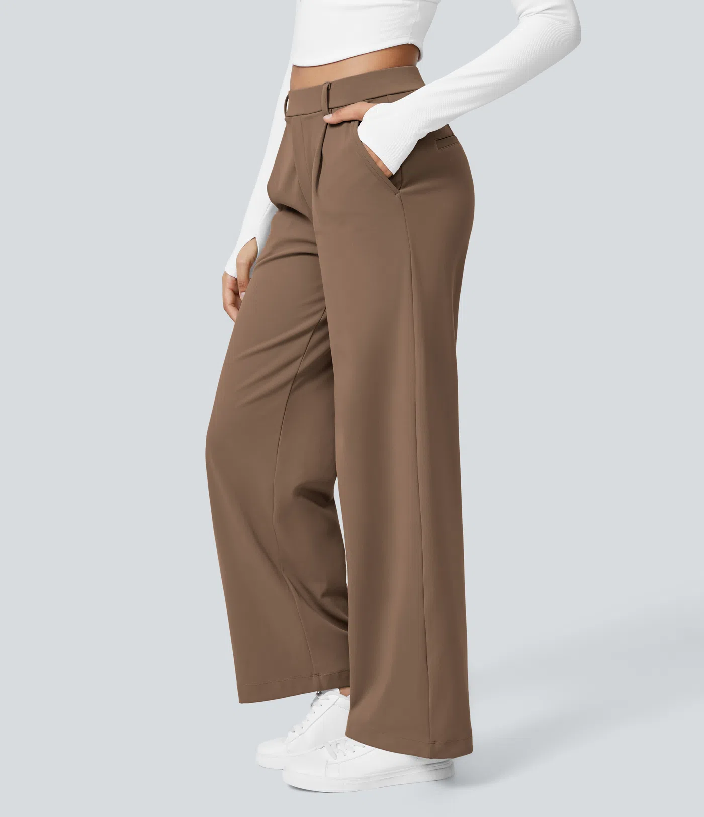 ⏰Big Spring Sale!High Waisted Side Pocket Straight Leg Work Pants
