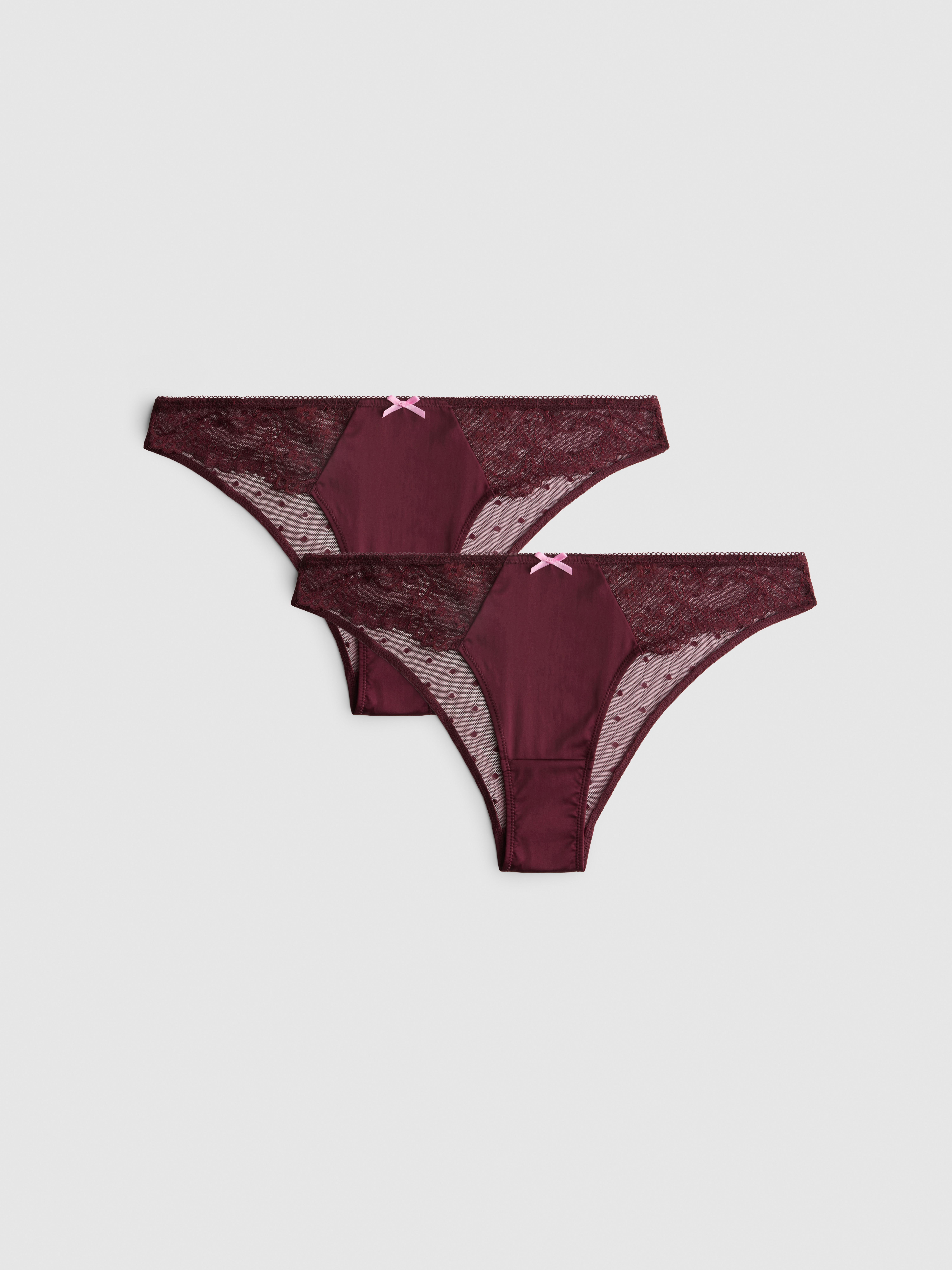 2pk Lace Detail Brazilian Briefs