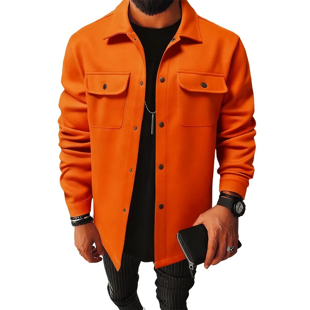 Men's casual warm button-down pocket jacket