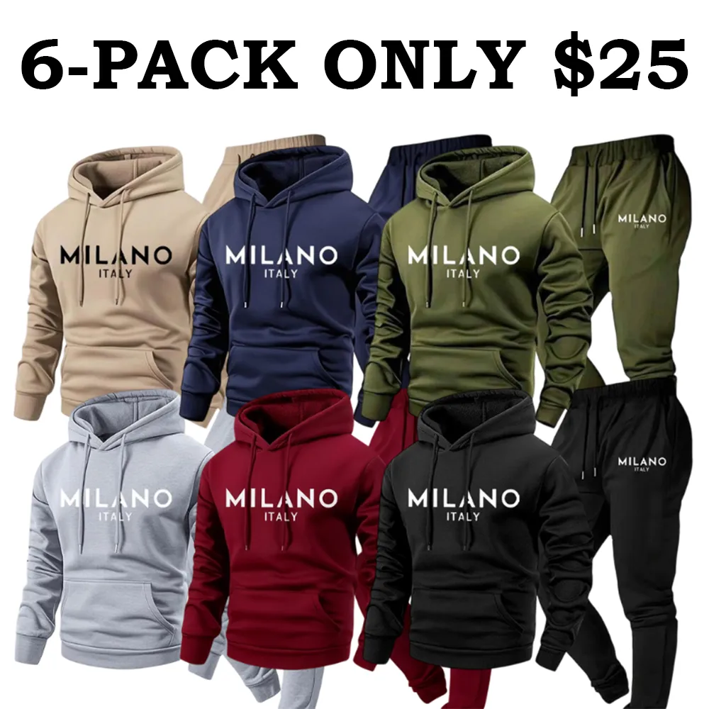 Men's Milano Printed Hoodie and Drawstring Sweatpants Set