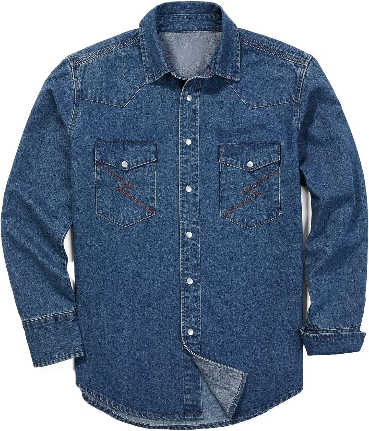 ✨Hot Sale✨Men's Long Sleeve Stone-Washed and Pre-Washed Denim Work Shirt