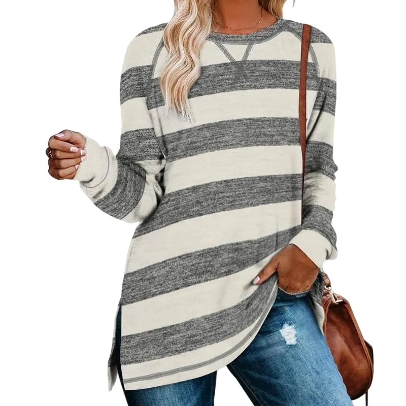 Women's belted top, long-sleeved shirt