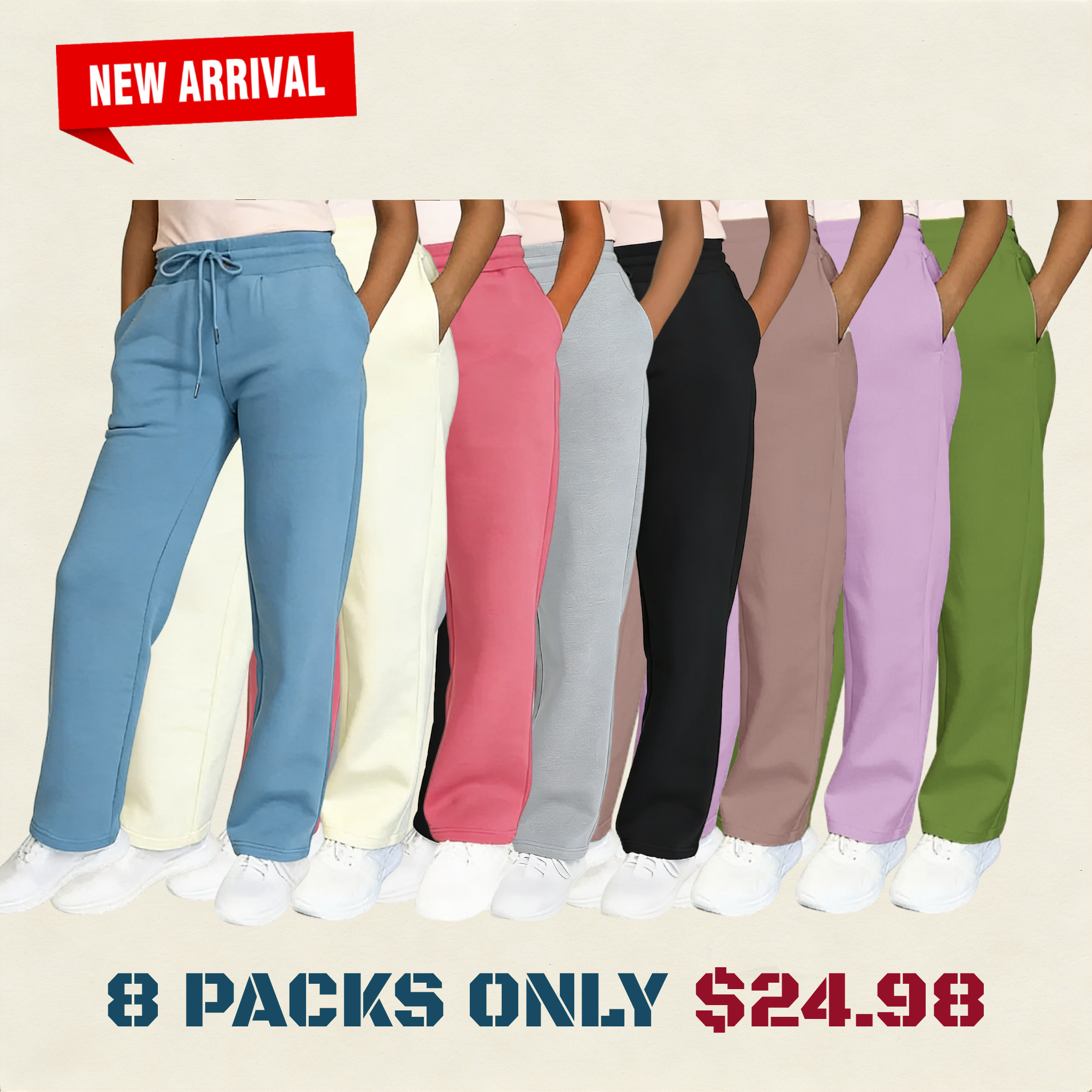 ⚡FINAL SALE⚡- Women's Multi Pack Heavyweight Wide Leg Loose-Fit Fleece Sweatpants