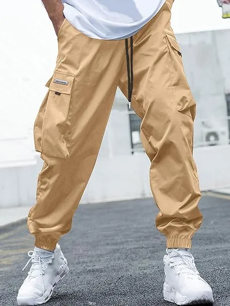 Men's Baggy Solid Color Drawstring Casual Cargo Pants