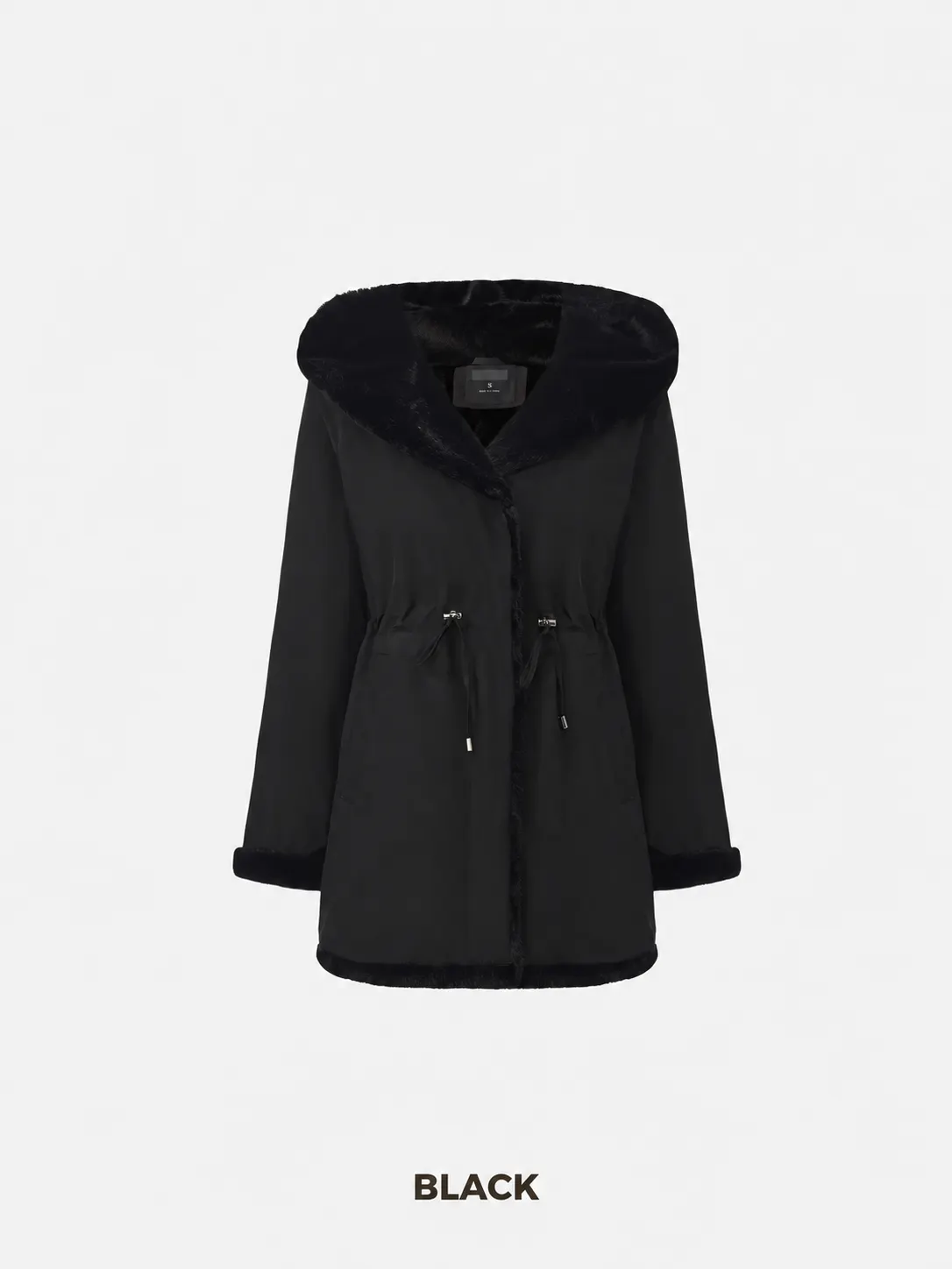 Faux Fur Lined Mid Length Rain Coat