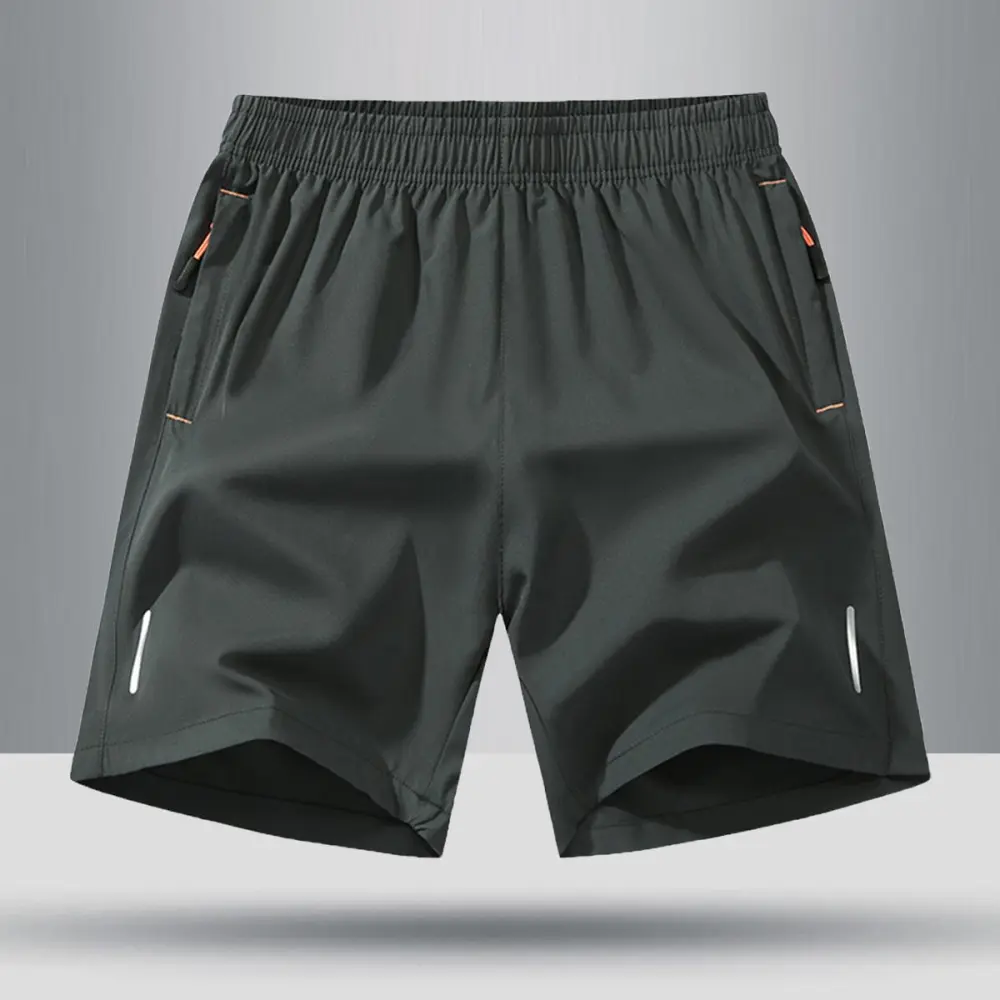 Men's Solid Color Zipper Pocket Shorts