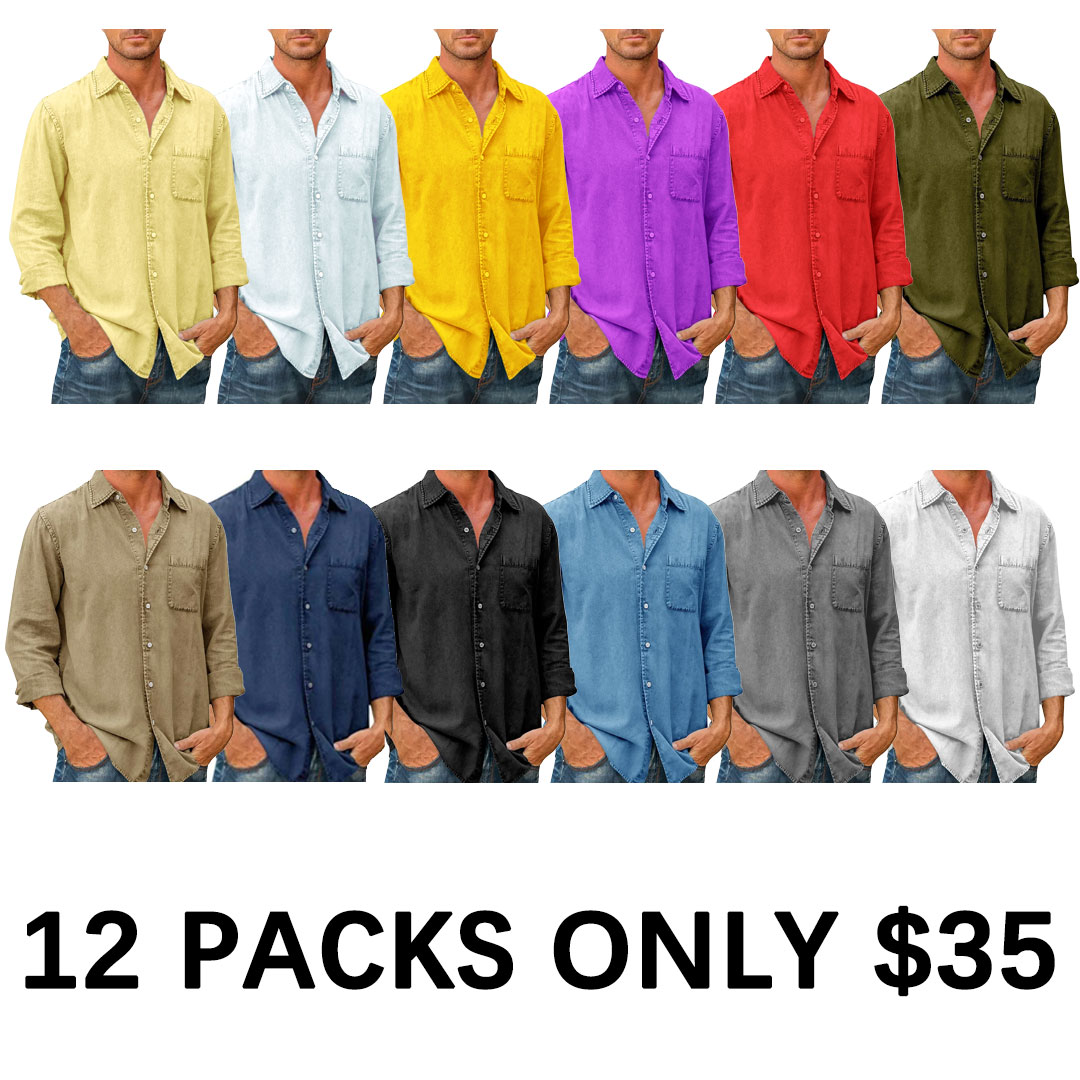 🔥Mens Long Sleeve Button Down Shirt