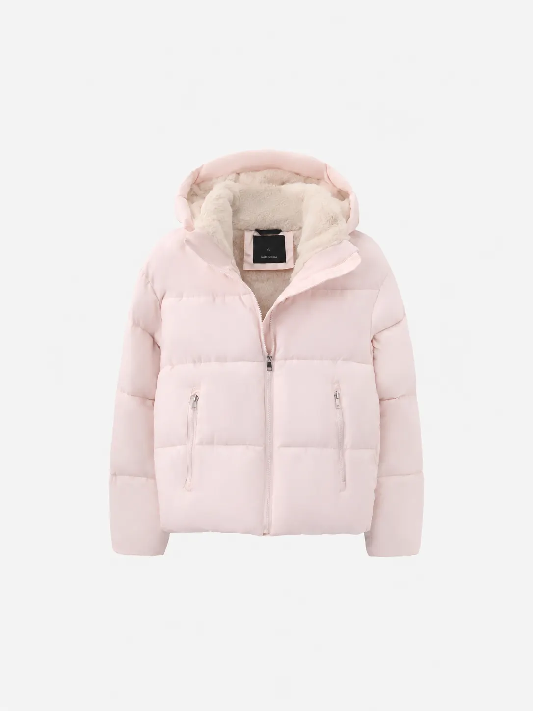 Faux Fur Lined Detachable Hooded Short Puffer Jacket
