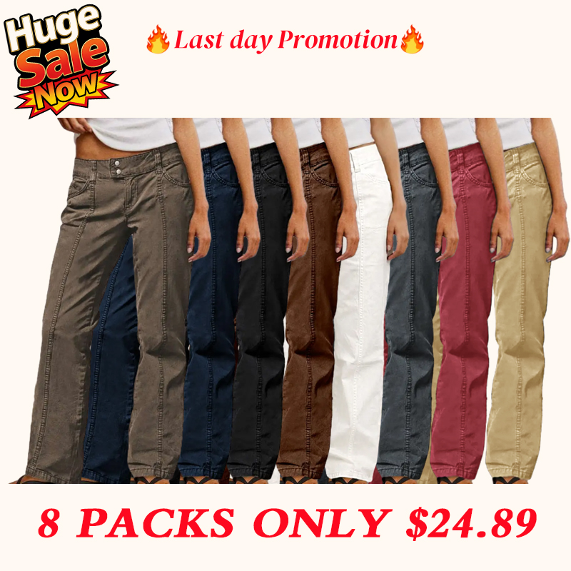 💝Last day promotion -Solid Seam Front Mid Rise Straight Leg Pants