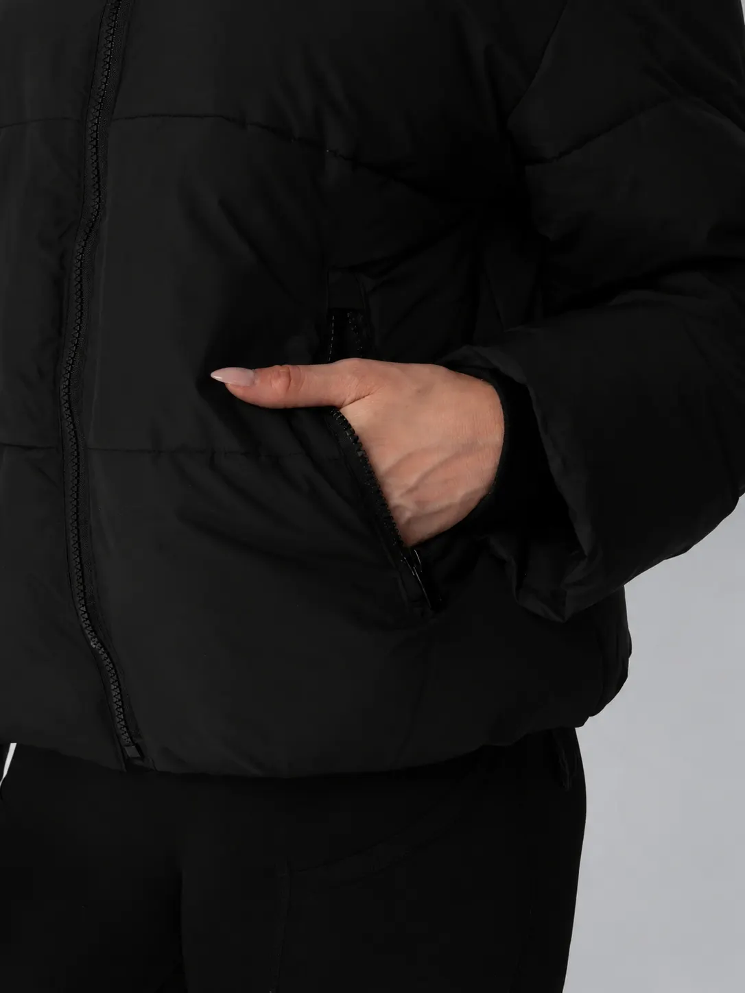 Faux Fur Lined Detachable Hooded Short Puffer Jacket