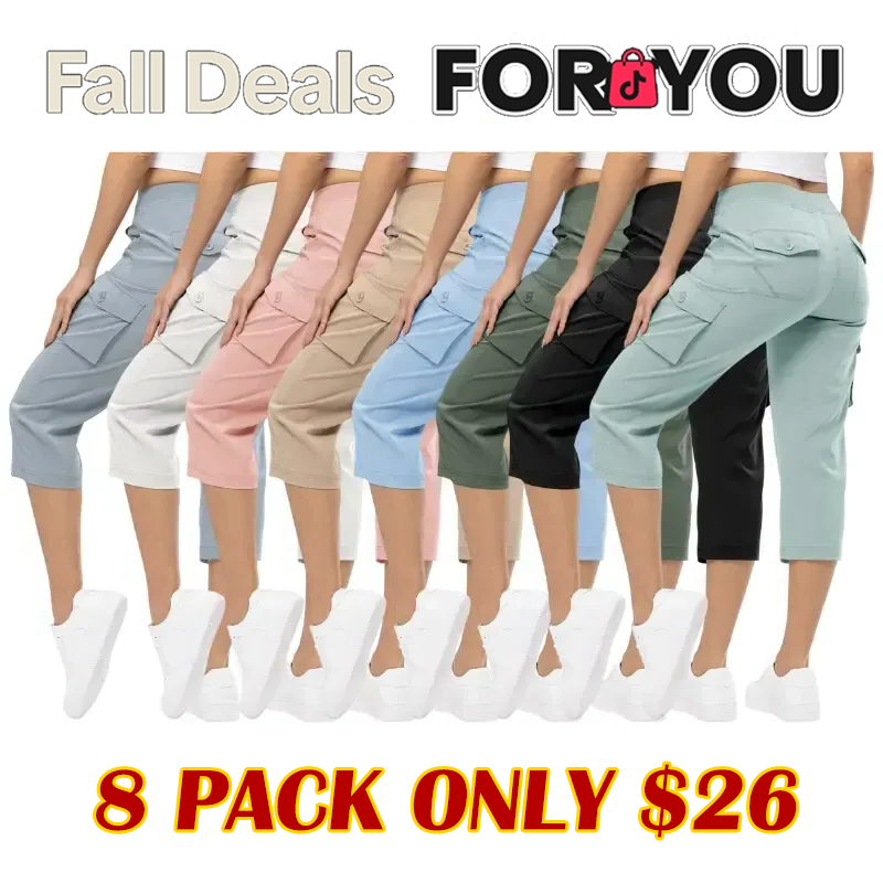 🔥Last day promotion🔥Women's Cargo Capris Lightweight Hiking Pants Shorts Cropped Cotton