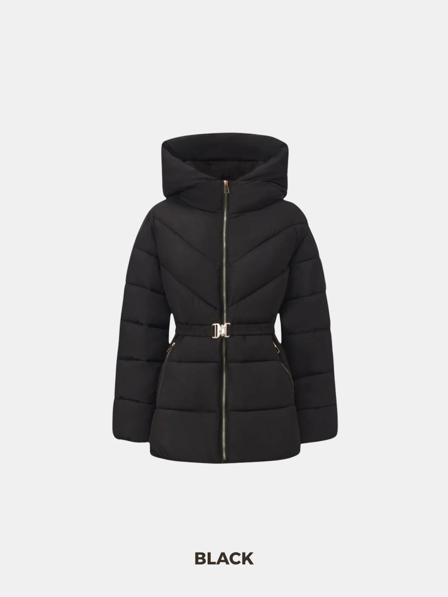 Gold-tone Belted Puffer Jacket