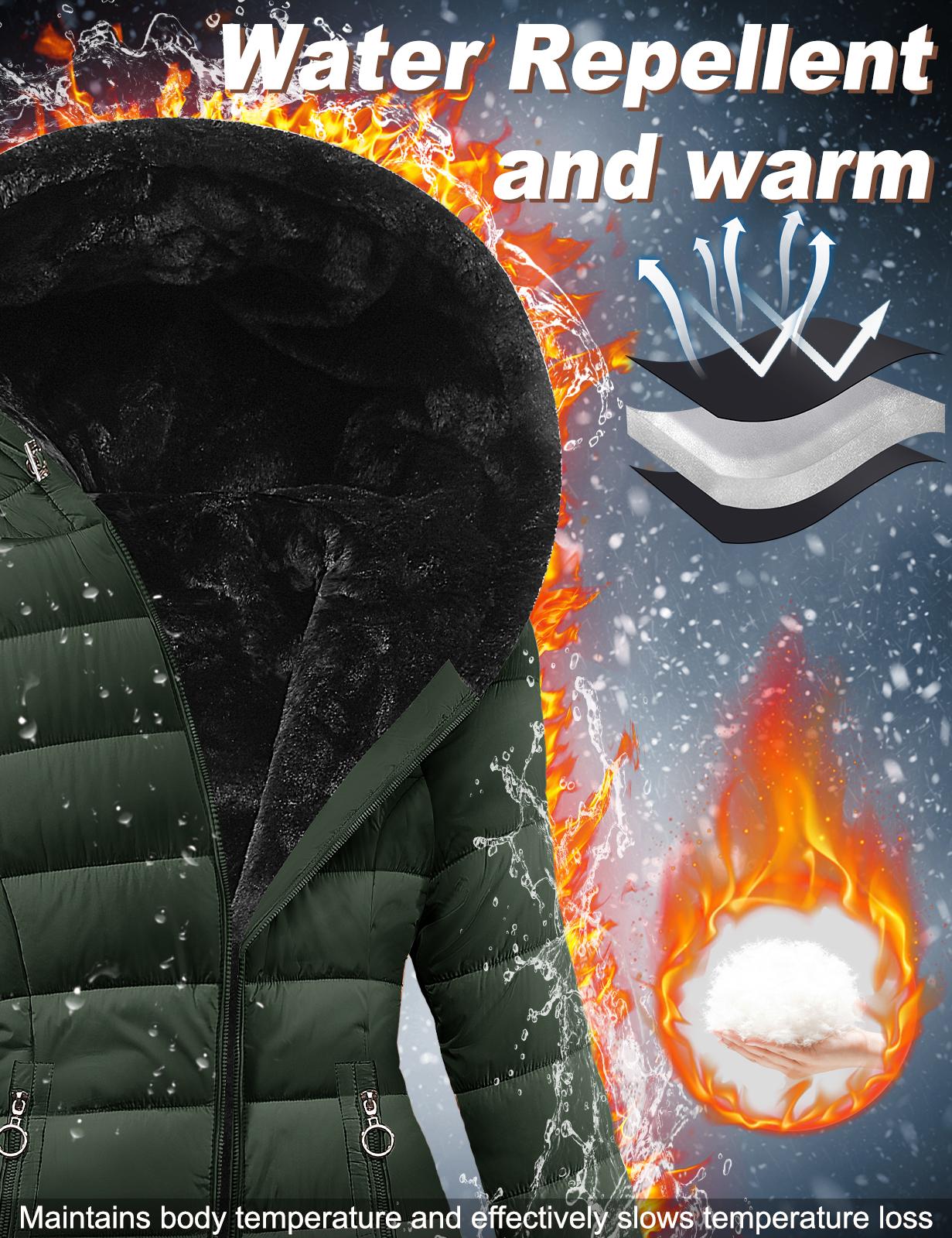 Women's fleece-lined hooded winter coat detail 10
