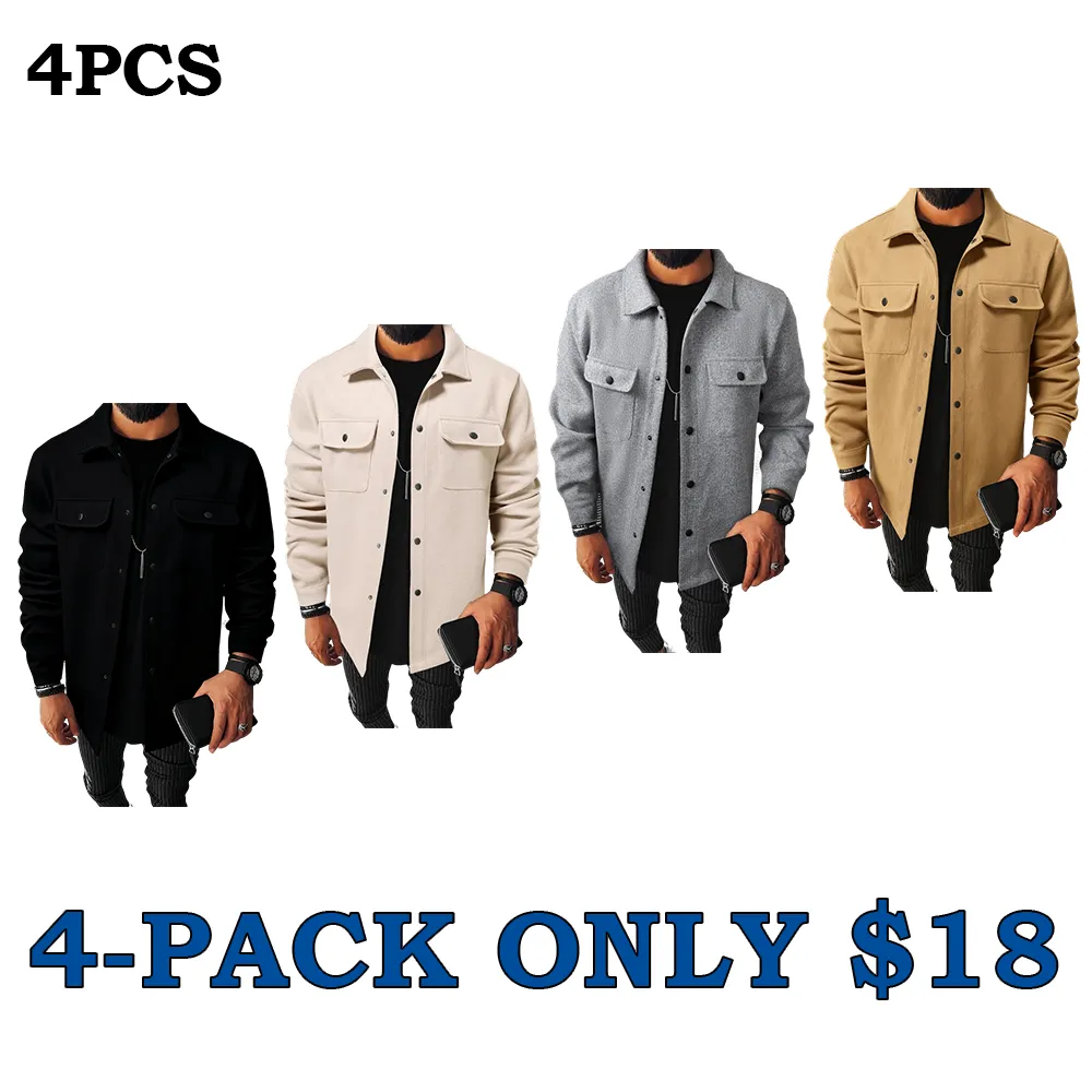 Men's casual warm button-down pocket jacket