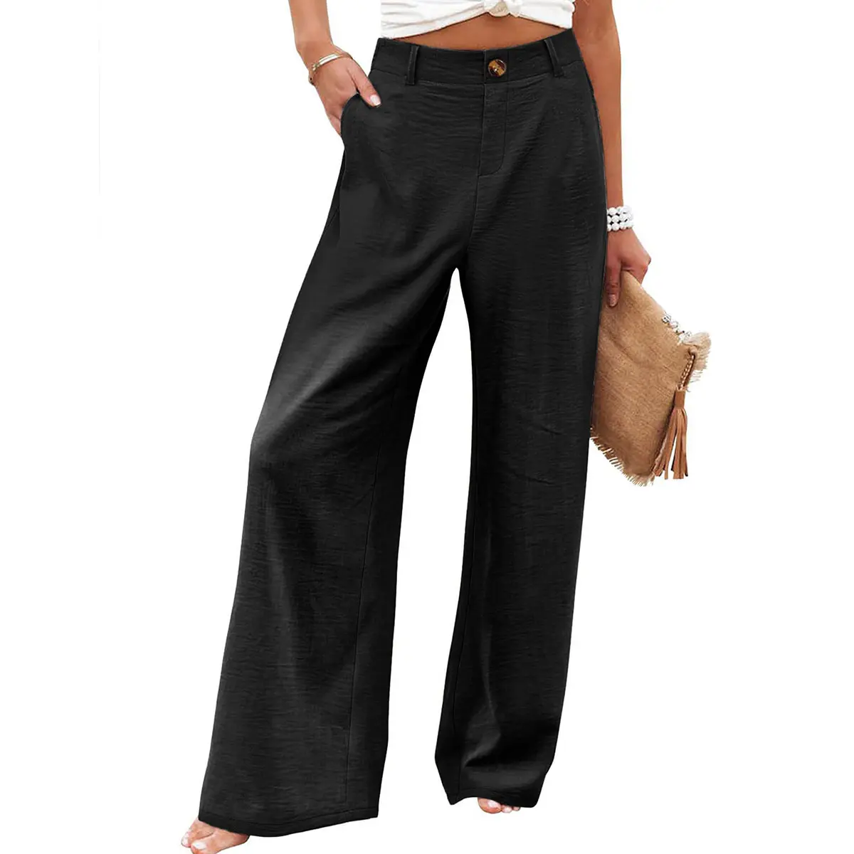⚡LAST 2 DAYS⚡- Women’s Casual High Waist Linen Wide Leg Trousers