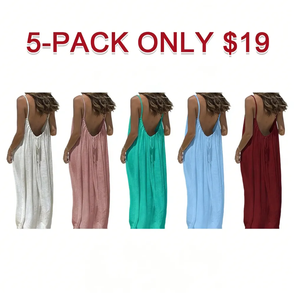 Women's Solid Backless Cami Dress