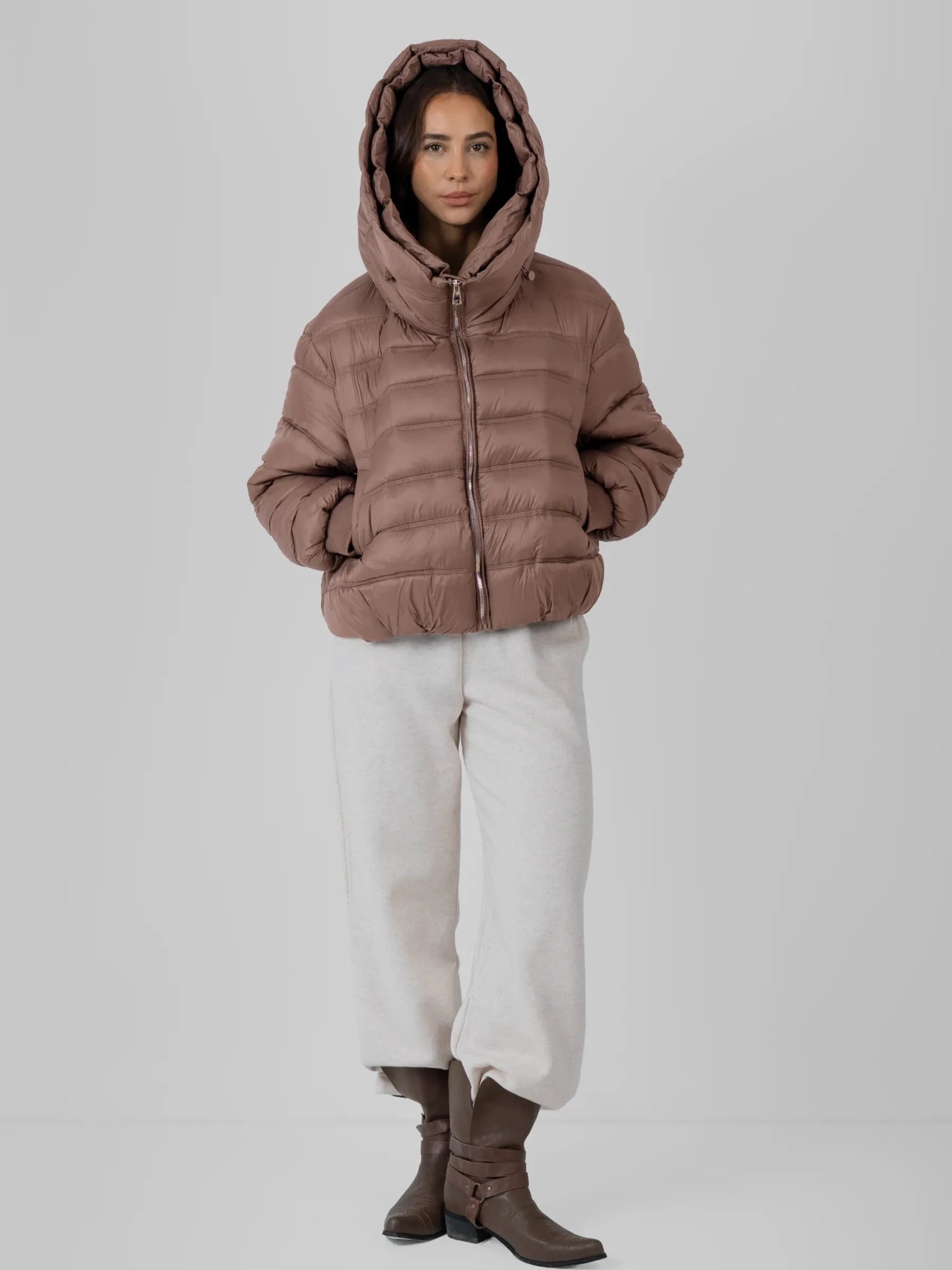Oversized Hood Short Puffer Jacket