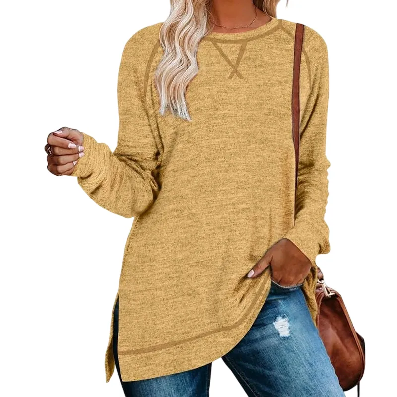 Women's belted top, long-sleeved shirt