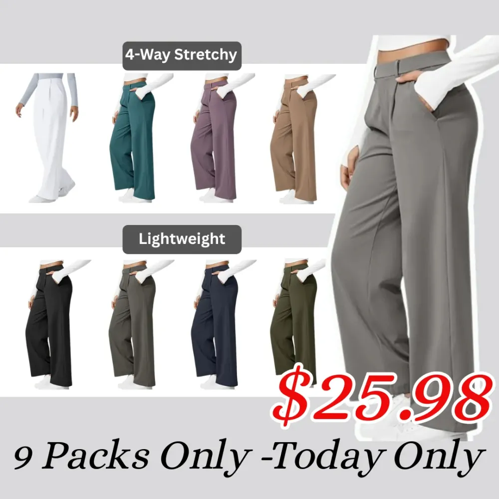 ⏰Big Spring Sale!High Waisted Side Pocket Straight Leg Work Pants
