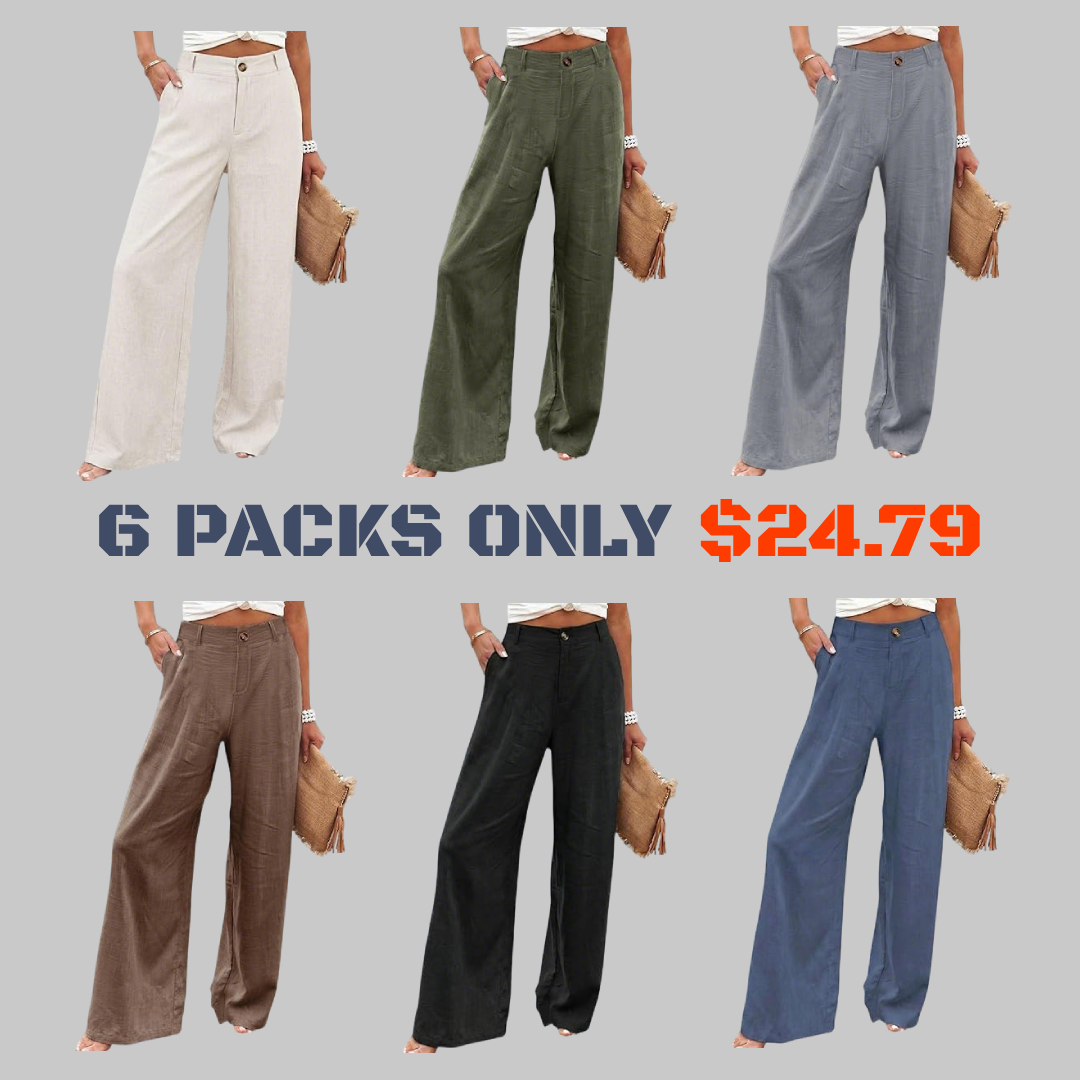 ⚡LAST 2 DAYS⚡- Women’s Casual High Waist Linen Wide Leg Trousers
