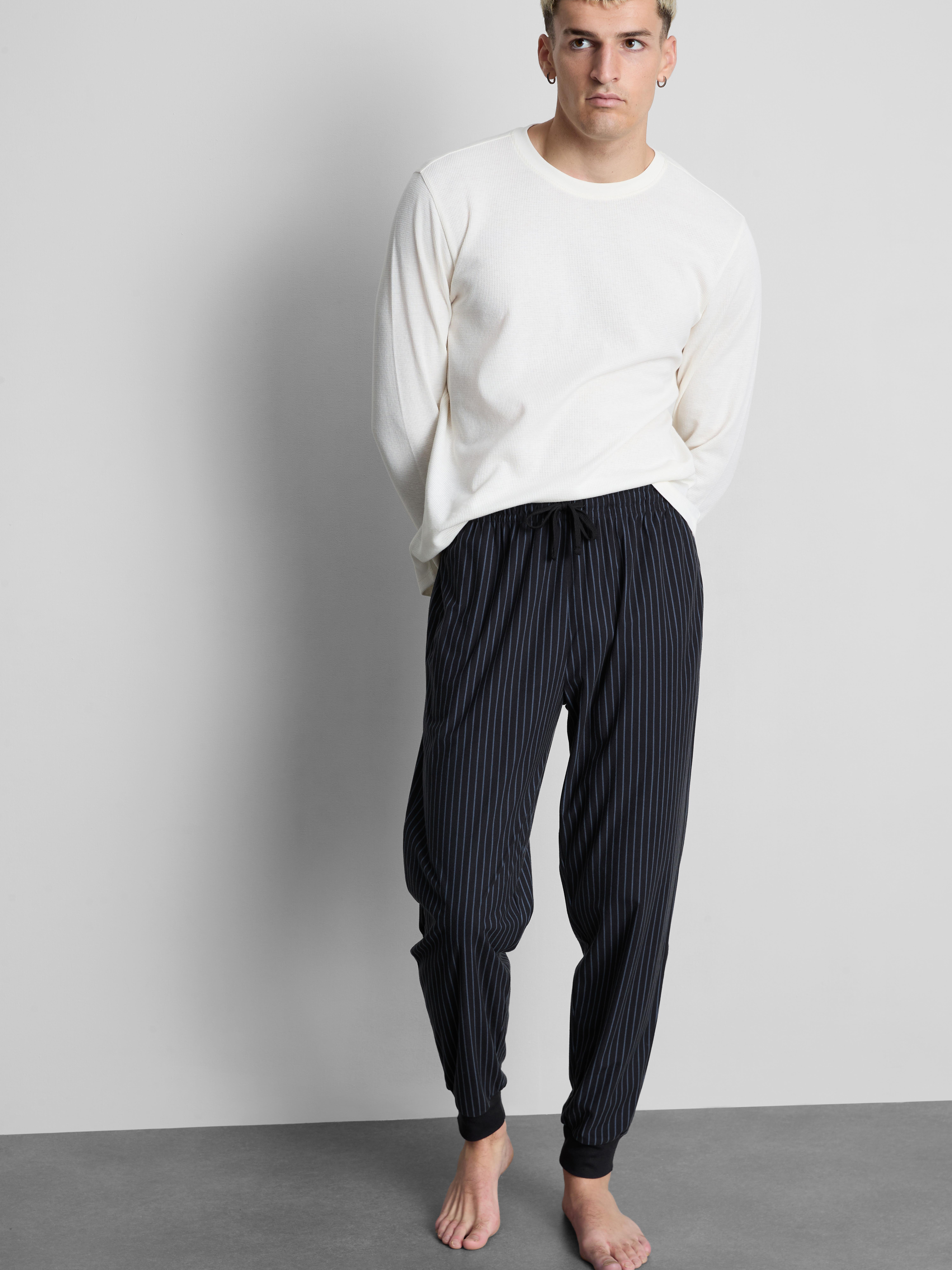 Striped Cuffed Pajama Bottoms
