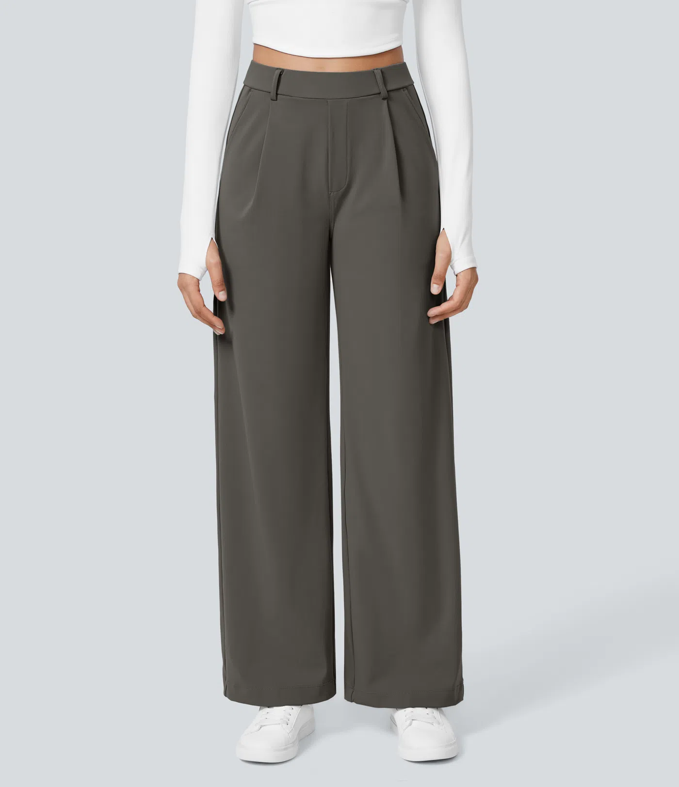 ⏰Big Spring Sale!High Waisted Side Pocket Straight Leg Work Pants