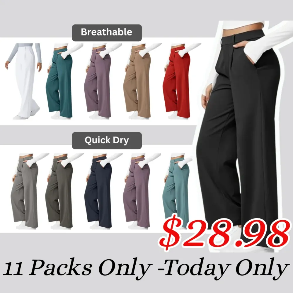 ⏰Big Spring Sale!High Waisted Side Pocket Straight Leg Work Pants