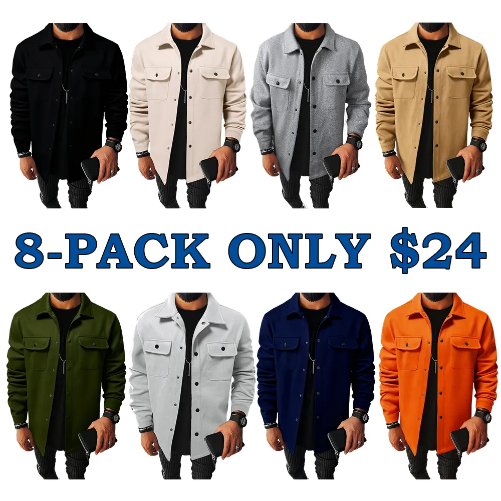 Men's casual warm button-down pocket jacket