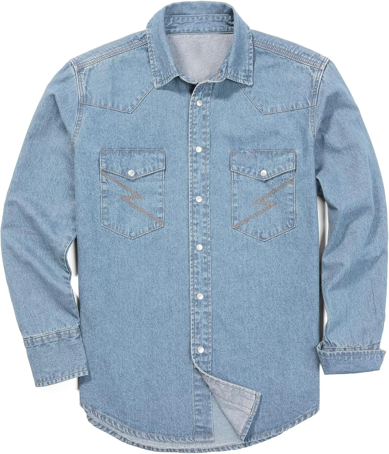 ✨Hot Sale✨Men's Long Sleeve Stone-Washed and Pre-Washed Denim Work Shirt